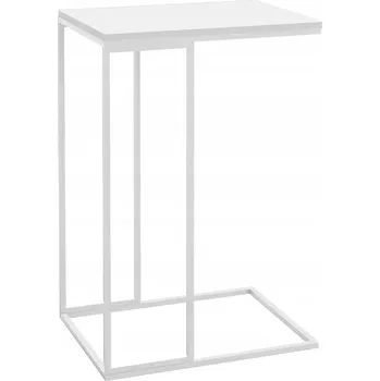 Konferenční stolek Odkládací stolek ve ve tvaru písmene C, bílý, 40x30x59 cm, dřevotříska/