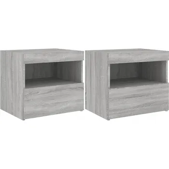 Noční stolek Noční stolky s LED osvětlením šedý dub sonoma 50 x 40 x 45 cm