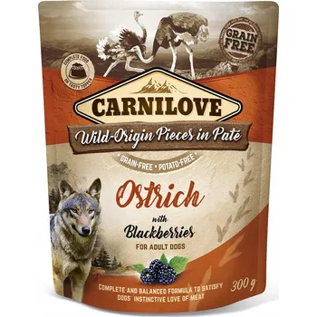 Krmivo pro psa Carnilove vlhké krmivo pro dospělé psy Pštros a Ostružiny 300g kapsička, bez obilovin