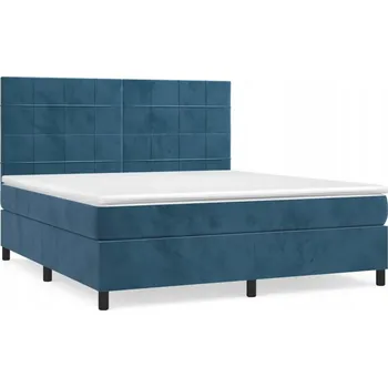 Postel Kontinentální postel sametová tmavě modrá 203 x 160 x 118/128 cm