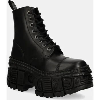 Pánská zimní obuv Kožené workery New Rock CRUST NEGRO + TANK CASCO NEGRO M.WALL083C.S5 černá 99X, EUR 40