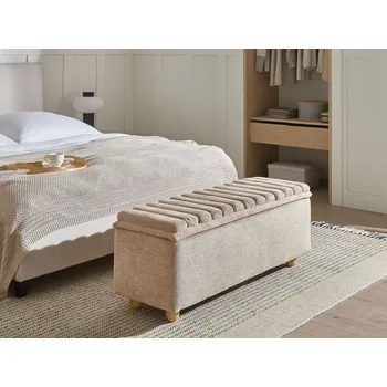 Úložná lavice Béžová Vodoodpudivá látka Čalounění Moderní design Skandinávský styl Obývací pokoj Ložnice Beliani