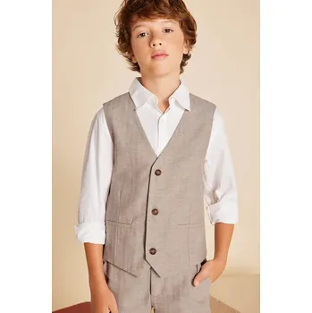 Dívčí vesta Dětská vesta s příměsí lnu Mayoral 6346.7B.Junior.PPYA hnědá 82X, vel. 152
