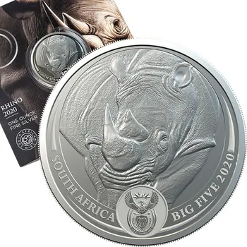 South African Mint Big Five stříbrná mince 1oz 2020 Rhino
