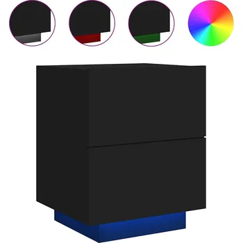 Noční stolek Černý noční stolek s RGB LED podsvícením, 45 x 40 x 55 cm