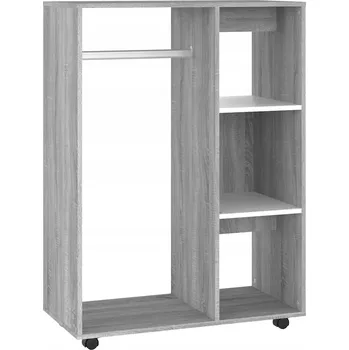 Šatní skříň Skříň na kolečkách se 3 policemi, šedý dub sonoma, 80x40x110 cm