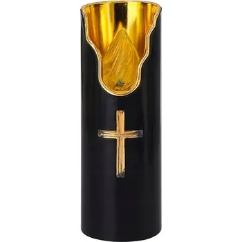 Svíčka LED svíčka černá 15 cm - Efekt plápolajícího plamene