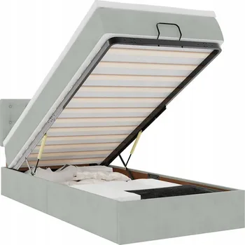 Postel Otoman s matrací a úložným prostorem, světle šedá, 203 x 100 x 7
