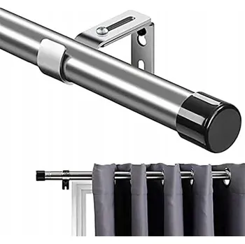 Garnýž Garnýž jednoduchá na záclony a závěsy, tyč 76-365 cm, stříbrná kovová