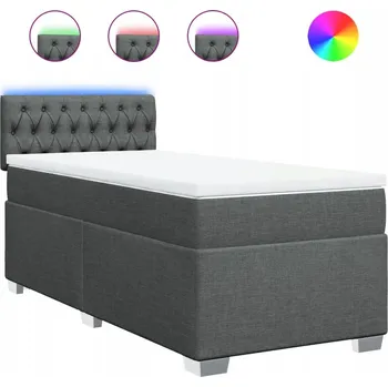 Postel Kontinentální postel tmavě šedá s LED osvětlením 200x100x100,5 cm