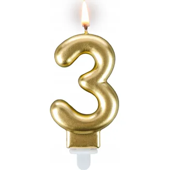 Dortová svíčka Narozeninová svíčka Tamipol zlatá číslice 3