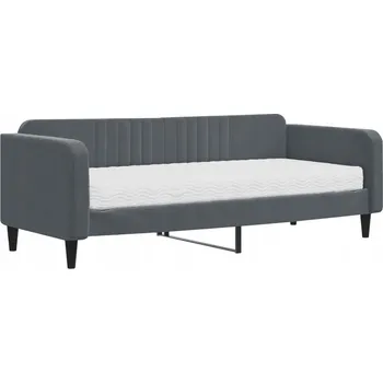 Postel Denní postel 2 v 1 s matrací, tmavě šedá, 223 x 100 x 75 cm