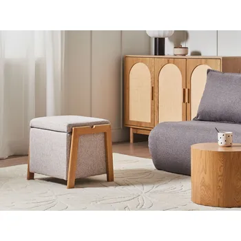 Nábytek Puf světle hnědé látkové čalounění s úložným prostorem doplněk obývací pokoj ložnice glam retro Beliani