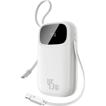 Powerbanka Baseus - powerbanka EnerFill FC31 Qpow 3 (E0028C01) - USB-C/Lightning kabely, 10000mAh, 45W, digitální displej - Moon White
