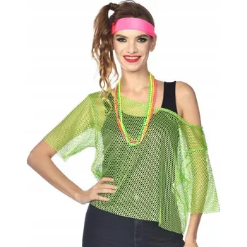 Dámská halenka SUPER Disco Halenka Zelená L/XL 9910389BZ tričko neonová síťovaná léta