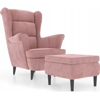 Křeslo Růžové sametové křeslo s podnožkou 78 x 90 x 96,5 cm