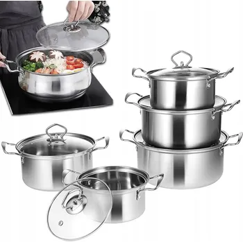 Hrnec Prémiová Sada hrnců nerezová ocel s poklicemi, 5 ks