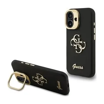 Telefonní příslušenství Guess PU Grained 4G Logo Stand Camera Frame pro Apple iPhone 16 černá