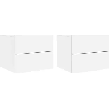 Noční stolek Bílá závěsná noční stolek LED RGB 50 x 39 x 41 cm