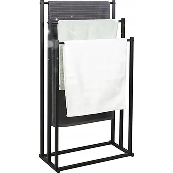 Držák na ručník VOLNĚ STOJÍCÍ KOUPELNOVÝ STOJAN SE 3 RAMENY ČERNÝ PRO ULOŽENÍ RUČNÍKŮ