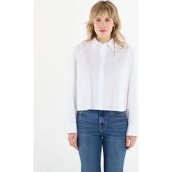 Dámská košile Košile Calvin Klein Jeans Solid Boxy Cropped Shirt White XXS