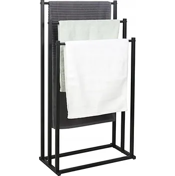 Držák na ručník VOLNĚ STOJÍCÍ KOUPELNOVÝ STOJAN SE 3 RAMENY ČERNÝ PRO ULOŽENÍ RUČNÍKŮ