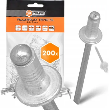 Nýt 200x Nýtovací nýty 4,8x8 mm HLINÍKOVÉ Pozinkované OCELOVÉ ODOLNÉ Nýt 9T