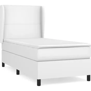 Postel Kontinentální postel bílá 203 x 83 x 118/128 cm s matrací 80 x 200 x 20 cm