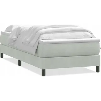 Postel Kontinentální postel světle šedá 213 x 90 x 25 cm s matrací a topperem