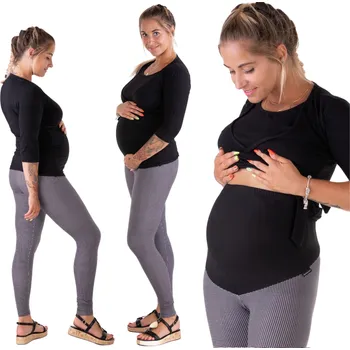 Dámské legíny Przyszła Mama těhotenské legíny dlouhé bavlna modré velikost L