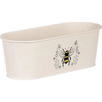 Kovový truhlík s motivem včelky, krémový, odolný, 30x15x15 cm Barva: Krémová