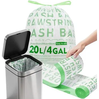 Odpadkový koš Pytle na odpad OKKEAI 20L bílé – balení 60 kusů se stahovacími šňůrkami, ultra pevné, odolné proti