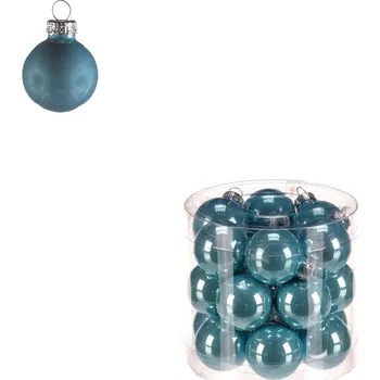 Vánoční dekorace Kulaté skleněné ozdoby - pr. 3 cm, sv. modré, cena za balení (18 ks) Barva: Modrá