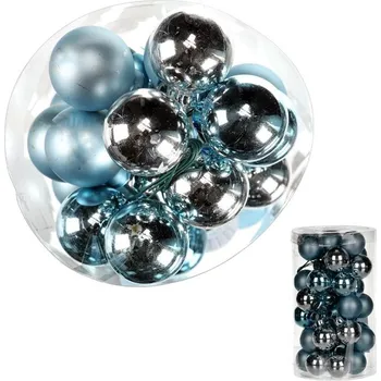 Vánoce Ozdoby skleněné - pr. 2,5 cm, modré a stříbrné, cena za balení (36 ks) Barva: Modrá