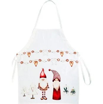 Kuchyňská zástěra Zástěra kuchyňská - vánoční vzor se skřítky, bílá, 100% bavlna Barva: bílá