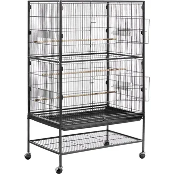 Vevor Klec pro ptáky 800×520×1320 mm, kovová, s bidly, výsuvný podnos