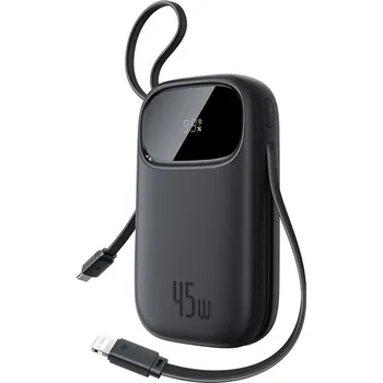 Powerbanka Baseus – powerbanka EnerFill FC31 Qpow 3 (E0028C00) – USB-C/Lightning kabely, 10000mAh, 45W, digitální displej – Cosmic Black