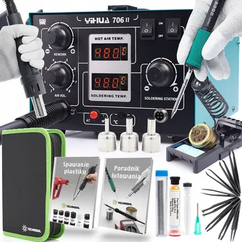 Páječka Pájecí Stanice YIHUA 706 II 2v1 670W Horkovzdušná + Hroty T12 Sada Příslušenství