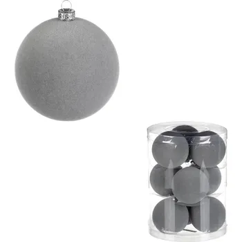 Vánoční dekorace Kulaté sametové ozdoby - pr. 7 cm, černé, cena za balení (9 ks) Barva: šedá