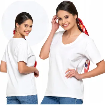 DÁMSKÉ BAVLNĚNÉ TRIČKO MORAJ S VÝSTŘIHEM DO V, BÍLÉ, VEL 3XL