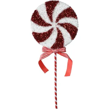 Vánoční dekorace Vánoční Koule na vánoční stromek LÍZÁTKO bonbón červený bílý VELKÝ na vánoční stromeček 48 cm