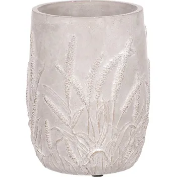 Obal na květináč Obal betonový - dekor obilí, barva šedo-zlatá Barva: šedá