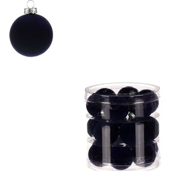 Vánoce Kulaté sametové ozdoby - pr. 4 cm, černé, cena za balení (18 ks) Barva: Modrá