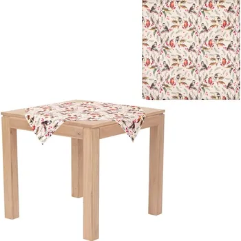 Vánoční dekorace Ubrus s vánočním motivem - ptáčkové, 80x80 cm,100 % polyester. Barva: Vícebarevná