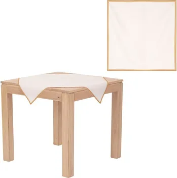 Vánoční dekorace Ubrus vánoční - zlaté okraje, krémový, 100% polyester, 80 x 80 cm Barva: Zlatá