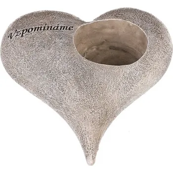 Srdce s růžemi a nápisem - polyresin, na čaj./LED svíčku, šedé Barva: šedá