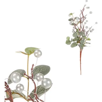 umělá květina Větev s perlami, petrolejová barva. Barva: šedá