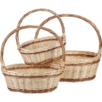 Nákupní košík Proutěný koš oválný se uchem, sada 3 ks, přírodní barva, lehký Barva: Přírodní