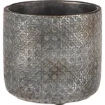 Betonový obal na květiny, tmavě šedý, stabilní design s ornamenty Barva: šedá