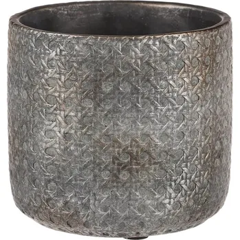 Obal na květináč Betonový obal na květiny, tmavě šedý, stabilní design s ornamenty Barva: šedá